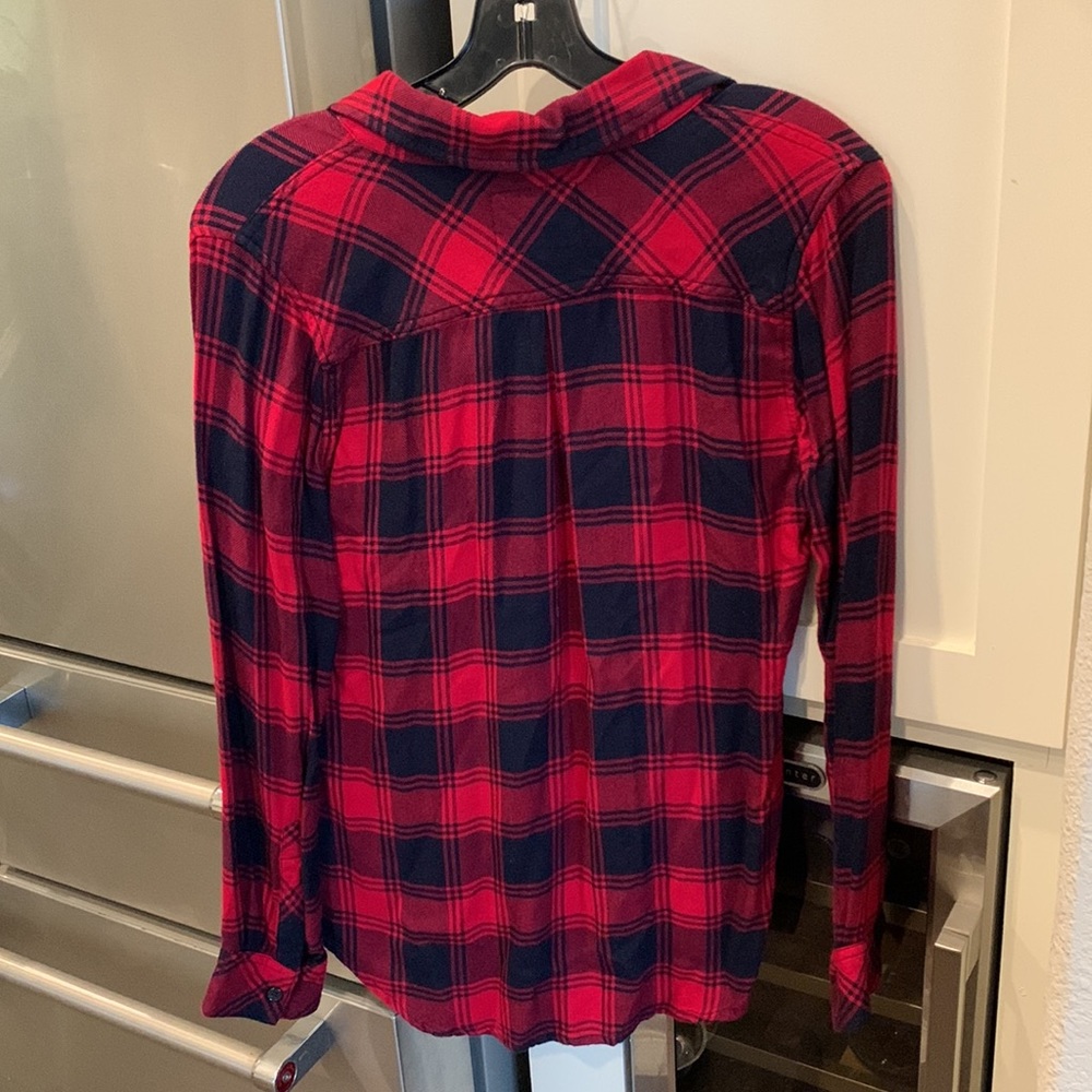 Rails Navy & Red Plaid Flannel Top - image 4
